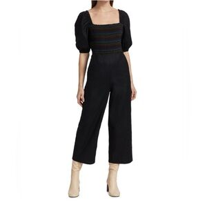 Something Navy Mattie Smocked Jumpsuit — Size Medium